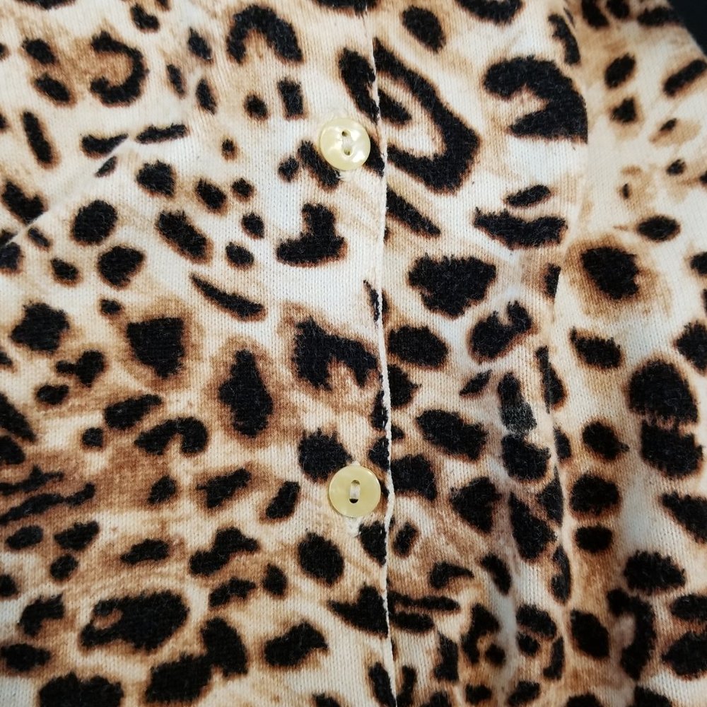 Leopard Print Cardigan Sweater, Size Medium - Picture 5 of 7